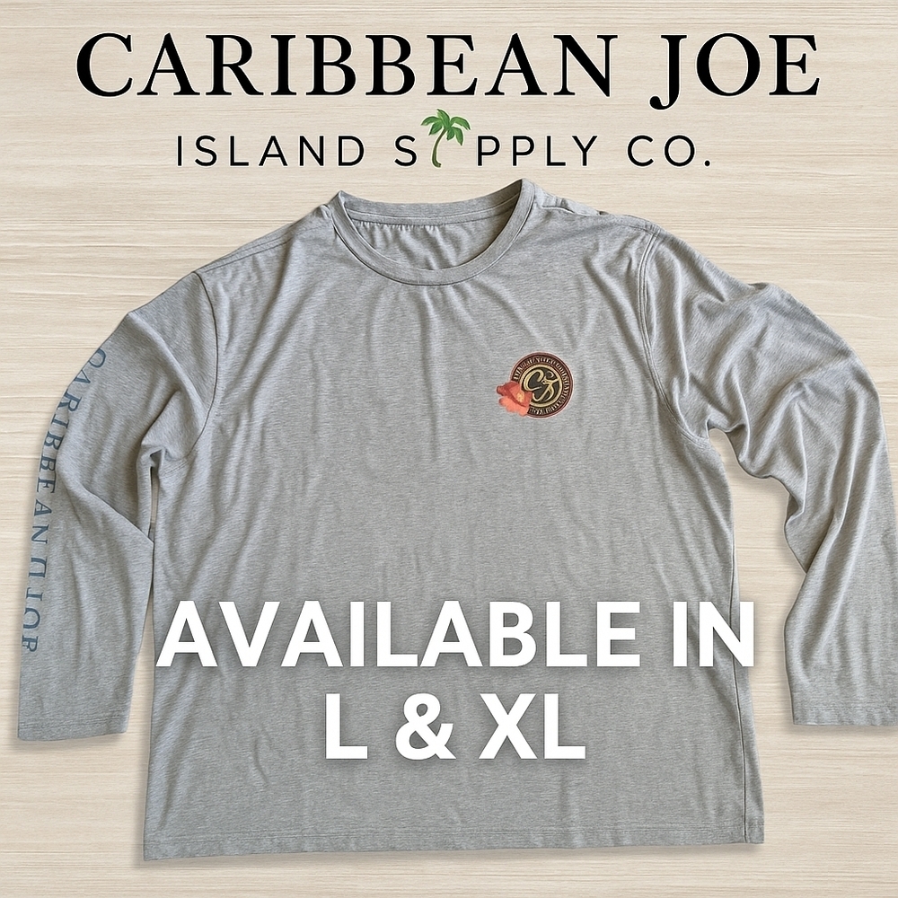 🌴 Caribbean Joe Island Supply Co. Long Sleeve Gray Performance Tee